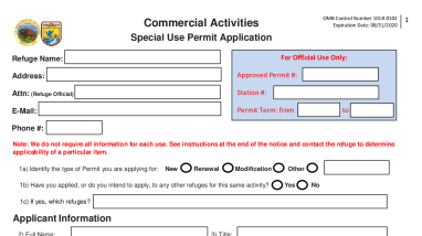 Commercial Activities Special Use Permit Application