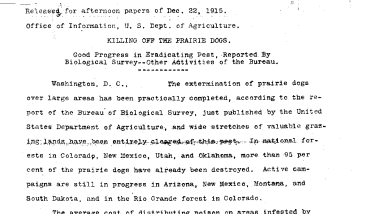 Killing off the Prairie Dogs December 22, 1915