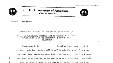 Hunters Must Observe Both Federal and State Game Laws September 14, 1918
