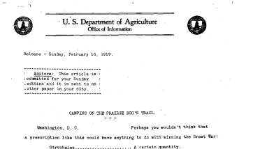 Camping on the Prairie Dog's Trail February 16, 1919