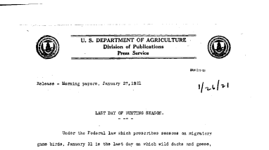 Last Day of Hunting Season January 26, 1921
