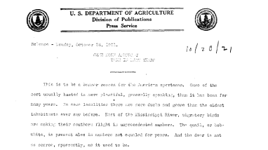 Game More Abundant Than in Many Years October 20, 1921