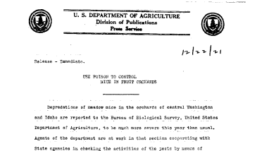 Use Poison to Control Mice in Fruit Orchards December 22, 1921