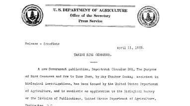 Taking Bird Censuses April 11, 1923