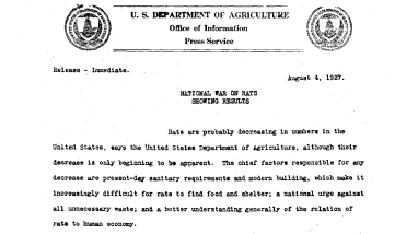 National War on Rats Showing Results August 4, 1927