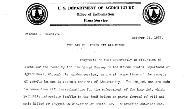 Fur Law Violators Pay Big October 11, 1927