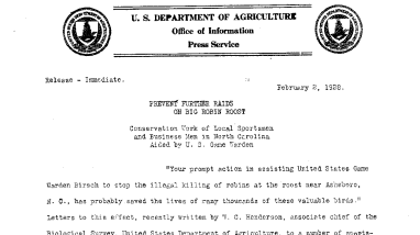 Prevent Futher Raids on Big Robin Roost February 2, 1928