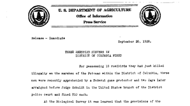 Three Reedbird Hunters in District of Columbia Fined September 25, 1928