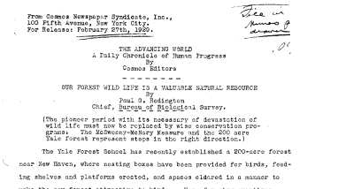 Our Forest Wild Life Is A Valuable Natural Resource February 27, 1929
