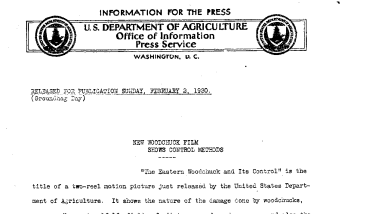 New Woodchuck Film Shows Control Methods February 2, 1930