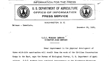 C.C.C. Workers Improve Migratory-Bird Refuges December 20, 1933
