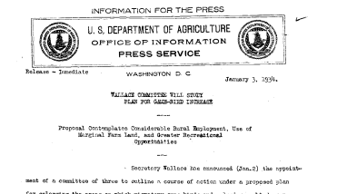 Wallace Committee Will Study Plan for Game-Bird Increase January 3, 1934