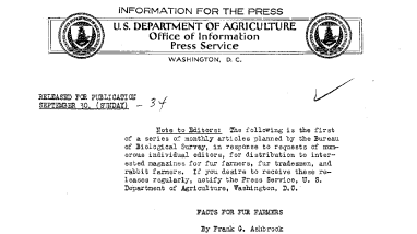 Facts for Fur Farmers Furring Pens; Fall House Cleaning September 30, 1934a