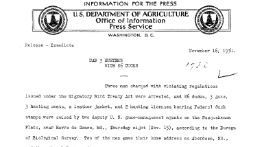 Nab 3 Hunters With 86 Ducks November 16, 1934