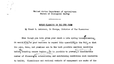 House Cleaning on the Farm. by F.G. Ashbrook Division of Fur Resources October 31, 1935 C
