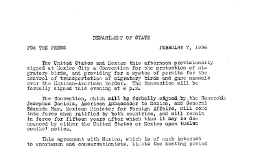Department of State Treaty With Mexico February 7, 1936