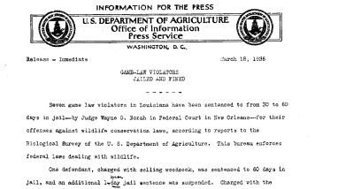 Game-Law Violators Jailed and Fined March 18, 1936