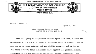 More Wildlife Objects of Plan Adopted by 9 States and U.S. April 9, 1936