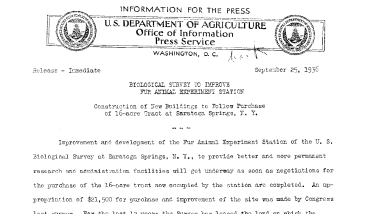 Biological Survey to Improve Fur Animal Experiment Station September 25, 1936