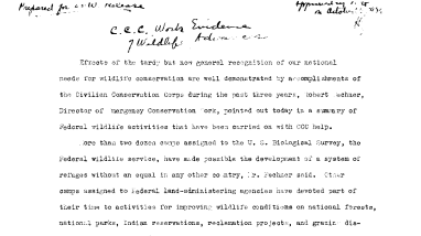 CCC Work Evidence of Wildlife Advances October 16, 1936