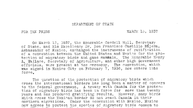 Migratory Birds and Game Mammals Protection March 15, 1937