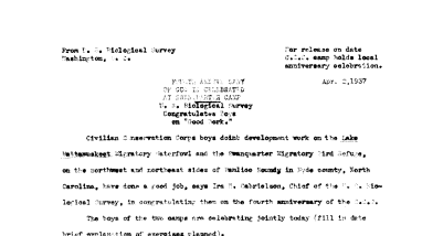 Fourth Anniversary of Cc (Swanquarter Camp) April 2, 1937 E