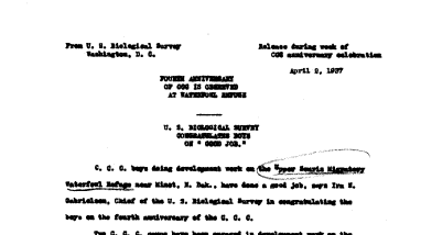 Fourth Anniversary of CCC (Upper Souris Refuge) April 2, 1937 M