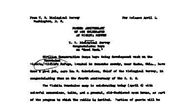 Fourth Anniversary of CCC (Wichita Refuge) April 2, 1937 P