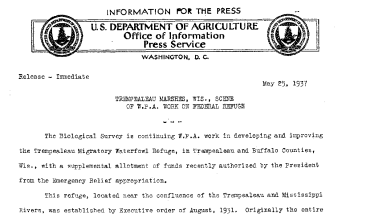 Trempealeau Marshes, Wisconsin Scene Fo Wpa Work on Federal Refuges May 25, 1937