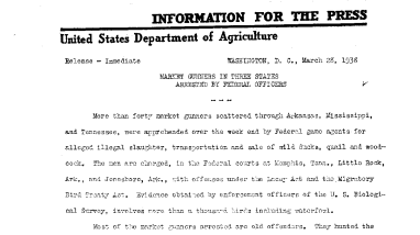 Market Gunners in Three States Arrested by Federal Officers March 28, 1938