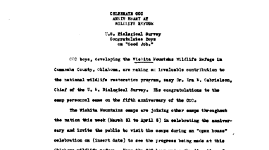 Fifth Anniversary of CCC (Wichita Mountain) April 5, 1938-Aa