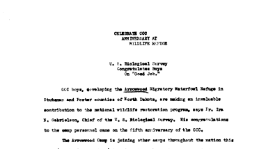 Fifth Anniversary of CCC (Arrow Wood) --April 5, 1938-C