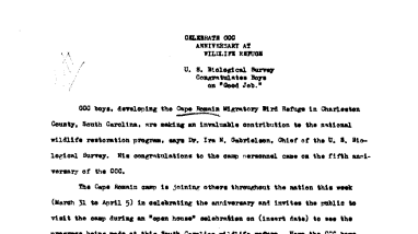 Fifth Anniversary of CCC (Cape Romain) April 5, 1938-E