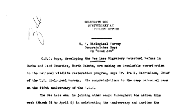 Fifth Anniversary of CCC (Des Lacs) April 5, 1938-F