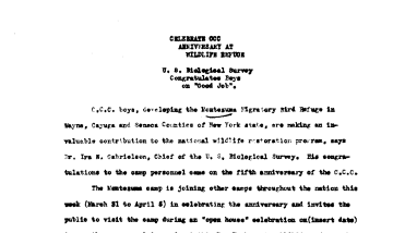 Fifth Anniversary of CCC (Montezuma) April 5, 1938-M