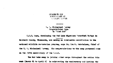 Fifth Anniversary of CCC (Mud Lake) April 5, 1938-N
