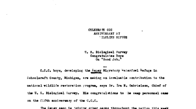 Fifth Anniversary of CCC (Seney) April 5, 1938-U