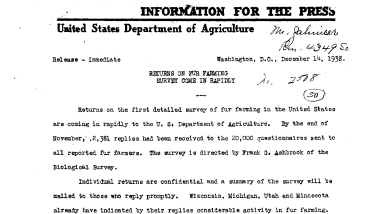 Returns on Fur Farming Survey Come in Rapidly December 14, 1938-A