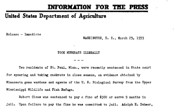 Took Muskrats Illegally March 29, 1939