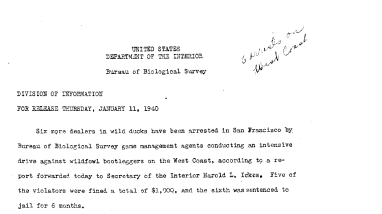 Six Arrests on West Coast January 11, 1940