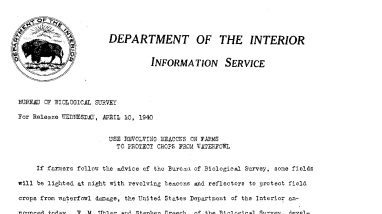 Use Revolving Beacons on Farms to Protect Crops From Waterfowl April 10, 1940 C