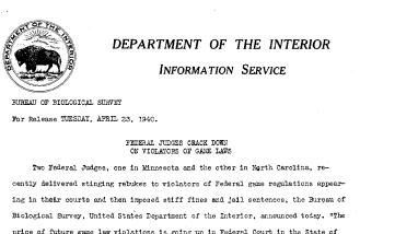 Federal Judges Crack Down on Violators of Game Laws April 23, 1940