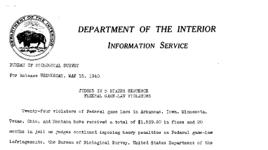Judges in 5 States Sentence Federal Game-Law Violators May 15, 1940 A