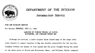 Landings by Fishing Vessels at Boston, Gloucester, and Portland During May July 11, 1940 A