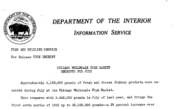 Chicago Wholesale Fish Market Receipts for July August 18, 1940