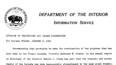 Virgin Islands Rehabilitation Programs January 3, 1941-A