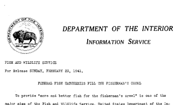 Federal Fish Hatcheries Fill the Fisherman's Creel February 23, 1941