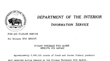 Chicago Wholesale Fish Market Receipts for January February 24, 1941