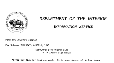 Left-Over Fish Flakes Make Quick Lenten Fish Meals March 6, 1941