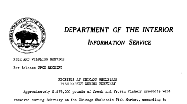 Receipts at Chicago Wholesale Fish Market During February March 26, 1941